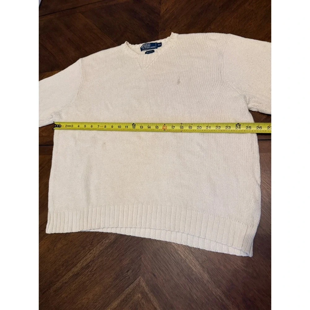 Polo Ralph Lauren Linen Cotton Sweater‎ Mens XXL Cream Shaker Knit Pony Logo